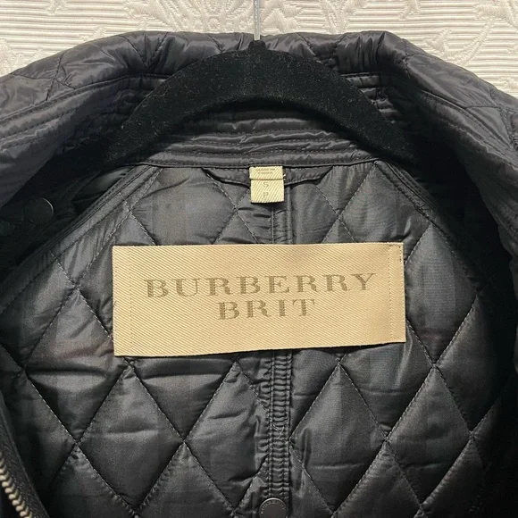 Burberry Brit Black Quilted Coat Small Petite - Picture 9 of 10
